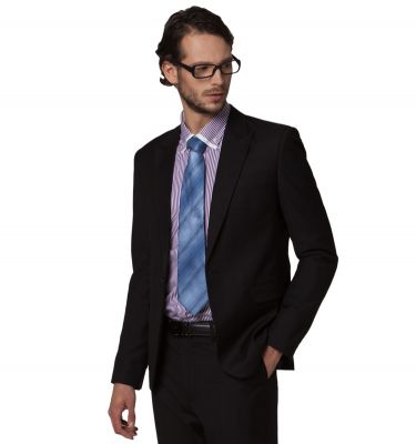 Men's business suit slim fit Jacket classic cut - black grey