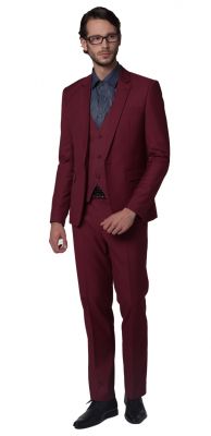 Fitted 3 piece Dress Suit for men Blazer Waistcoat Pants - Red