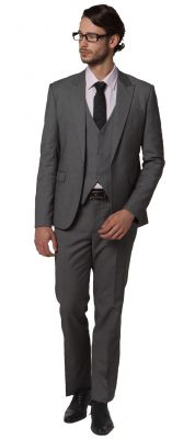 3 piece Dress Suit for men Blazer Waistcoat Pants Slim Fit - Grey