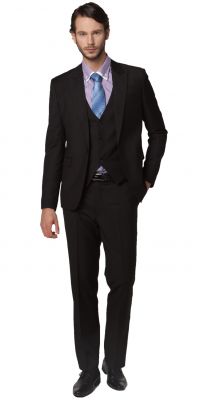 3 piece Dress Suit for men Blazer Waistcoat Pants Slim Fit - Black