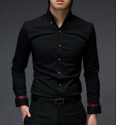 Long sleeve fashion dress shirt for men with Color Lining - Coton