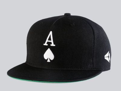 Ace of Spades Snapback Baseball Hat with Embroidery Black White