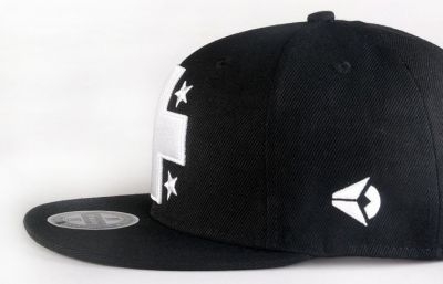 Embroidered Snapback Hip Hop Cap with White Cross and Stars Design