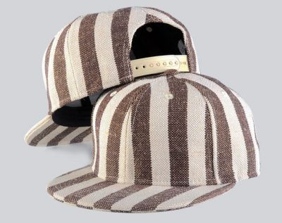 Jute Snapback Baseball Cap Hip Hop Hat with Brown and Beige Stripes