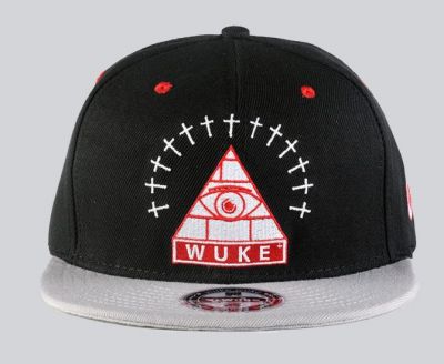 Snapback Baseball Cap with Illuminati Pyramid Design Wuke Black Grey