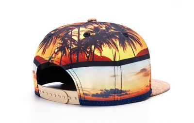 Palm Trees Sunset Snapback Hat Sublimation 3D Print Cork Brim