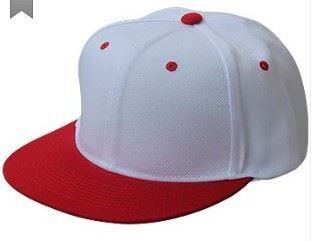 Plain Snapback Cap with White Top Green Red Brim