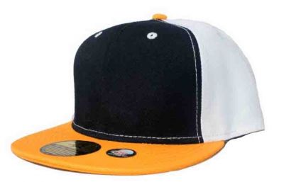 Plain Snapback Cap with Tricolor Design Yellow Blue Black
