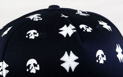 Iron Cross and Skull Pattern Print Snapback Cap Black White