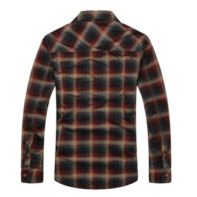 Faux Fur Lined Winter Shirt for Men Plaid Checkers Design