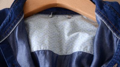 Denim Jeans Shirt for Men Dip and Dye Bicolor Design - Long Sleeves