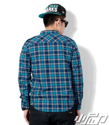 Plaid Print Checkered Shirt for Men Long Sleeves with Letter Print