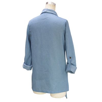 Poncho style denim shirt for women with long sleeves