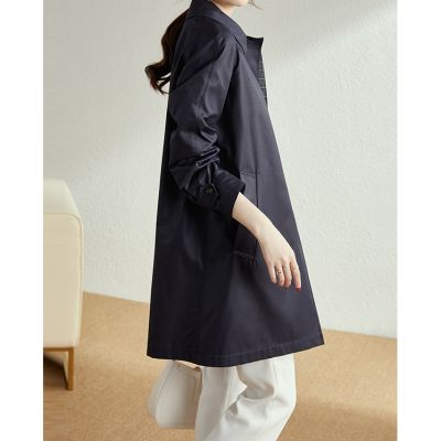 Classic Single-Breasted Women's Casual Trench Coat - In Khaki and Navy
