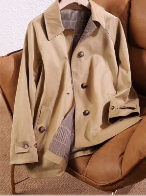 Classic Single-Breasted Women's Casual Trench Coat - In Khaki and Navy