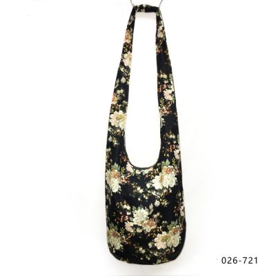 Cotton bucket bag with print for women