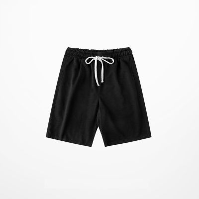 Cotton fabric baggy shorts for men with white drawstring