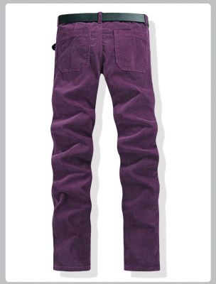 Men's jeans with fleece lining inside for winter season - Purple