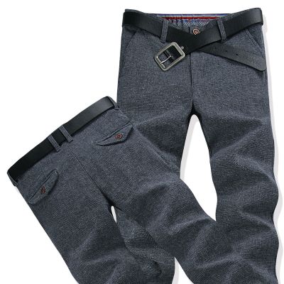 Tweed style pants for men Classic Casual Trousers - Grey