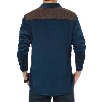 Bicolor Shirt for men with wool body and velvet sleeves