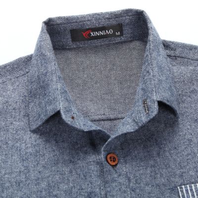 Chambray Fashion Coton Shirt Men with Two Tone Sleeves