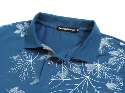 Long sleeve polo shirt with winter Snowflake print on shoulder