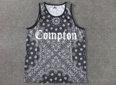 Bandana Print Compton Black and White Tank top Mesh Jersey