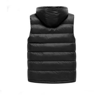 Detachable hooded sleeveless down jacket for men - slim fit