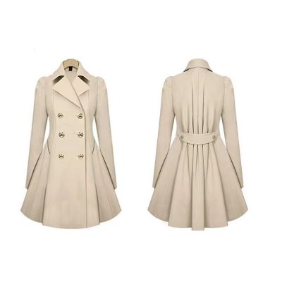 Double breasted slim fit trench coat for women