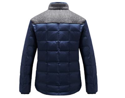 Short Padded Winter Jacket for Men with Shoulder Fleece Patch and Lining