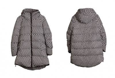 Long Dotted Winter Parka for Women with Large Collar