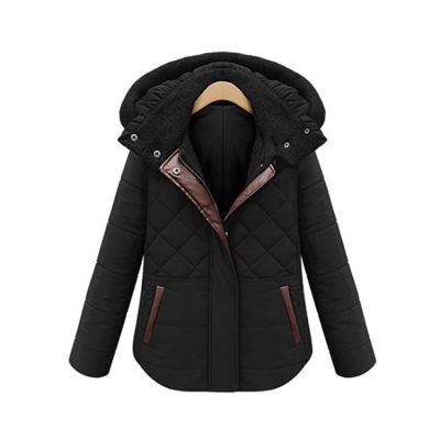 Padded Winter Hooded Jacket for Women with Faux Leather Lining