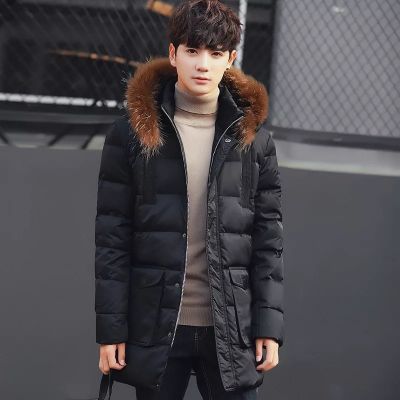 Men's Down Jacket with Hooded Detachable Fur 