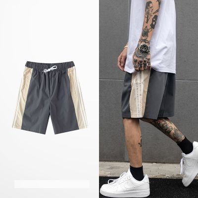 Fabric shorts for men summer bermuda with side stripes