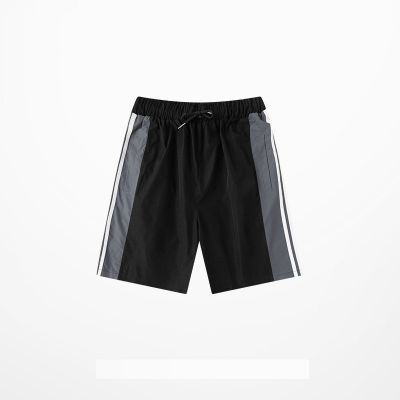 Fabric shorts for men summer bermuda with side stripes