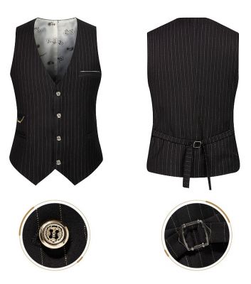 Men's Striped Suit Vest Sleeveless Waistcoat