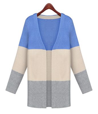 Block Colored Cardigan for Women with Long Sleeves