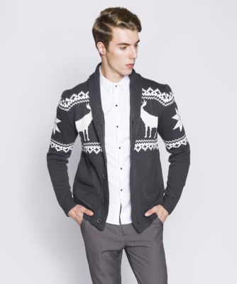 Men's Knit Vest with Winter Deer Pattern