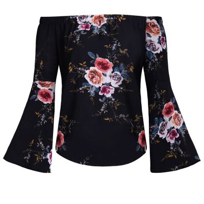 Flower print off the shoulder blouse for women flower pattern top