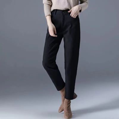 High-waisted straight jeans for women