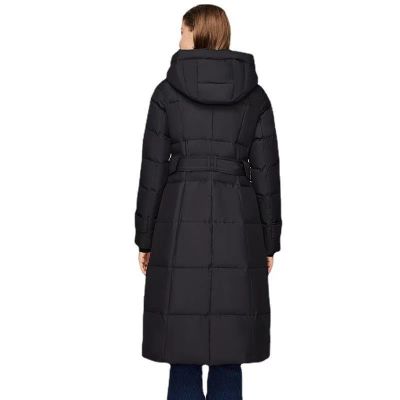 Hooded longline padded coat for women