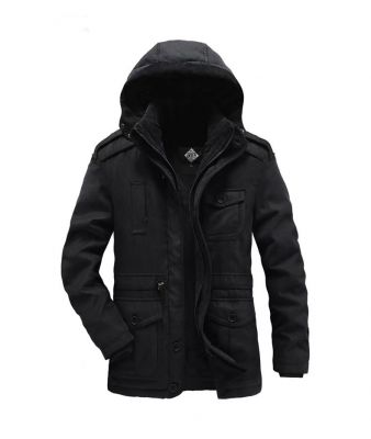Hooded parka with removable sherpa lining for men
