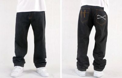 Baggy Hip Hop Jeans for Men with Back Pocket Embroidery