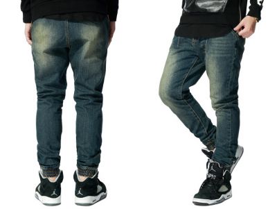 Denim Jeans Joggers Pants for Men with Slim Fit Cut and Elastic Ankles