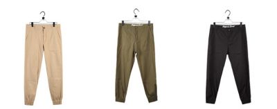 Men's Cotton Jogger Pants with Elastic Ankle and Button Closure