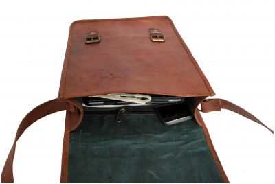 Leather Satchel for Men Women Vertical for iPad Laptop Documents - Small