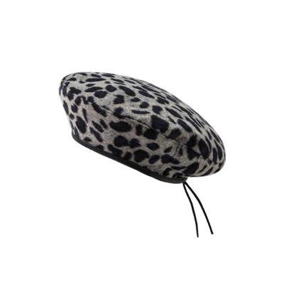 Leopard print beret for women