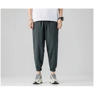 Lightweight relaxed fit trousers with elastic waist for men