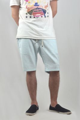 Linen Mid Length Smart Shorts For Men In Light Blue Summer Shorts 