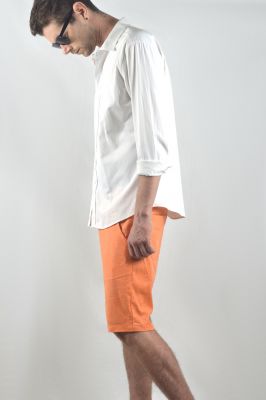 Linen Mid Length Smart Shorts For Men In Orange Summer Shorts 